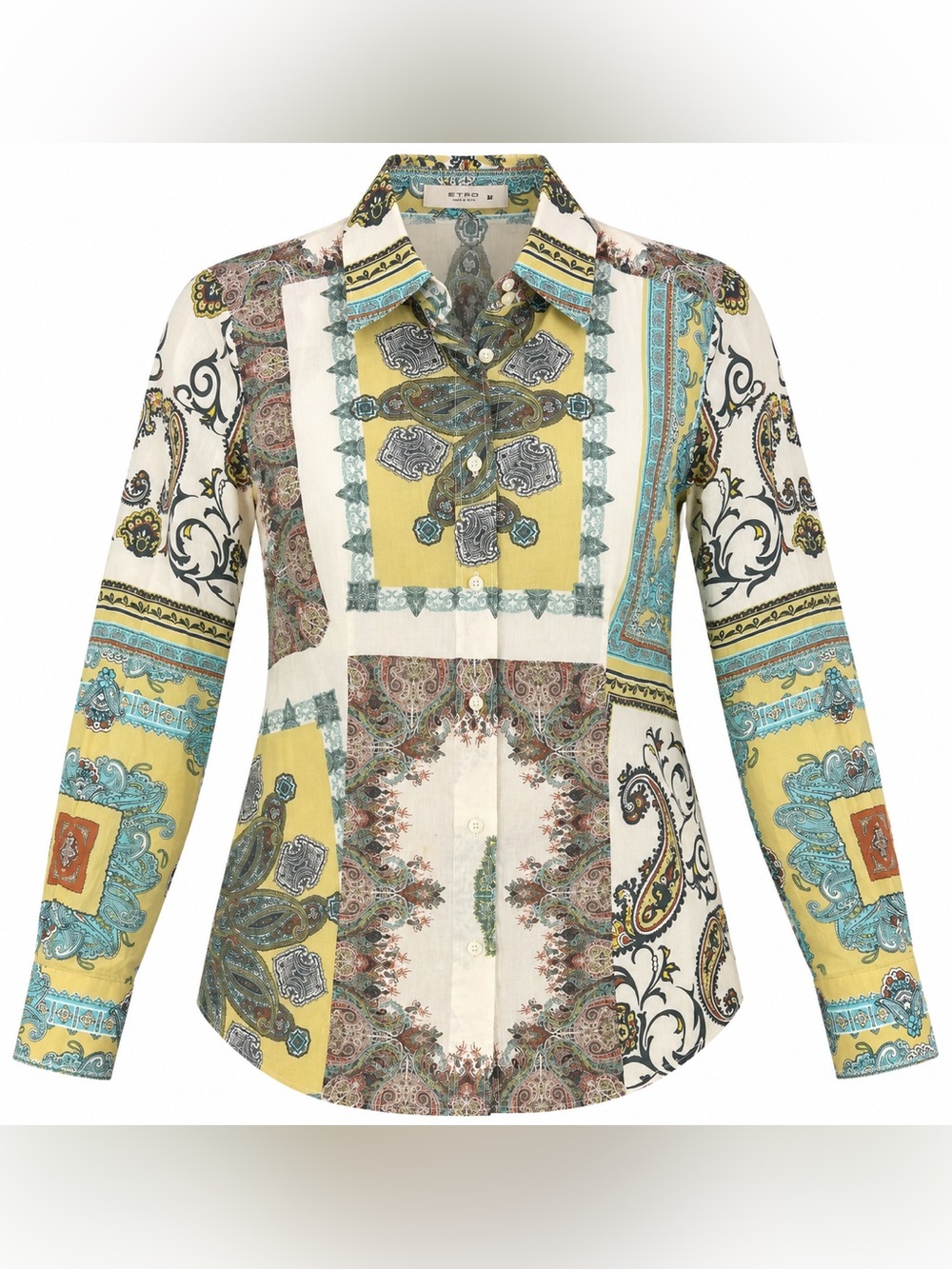 Vintage ETRO Paisley Button Down Blouse Multicolor Made in Italy Women’s Size 42